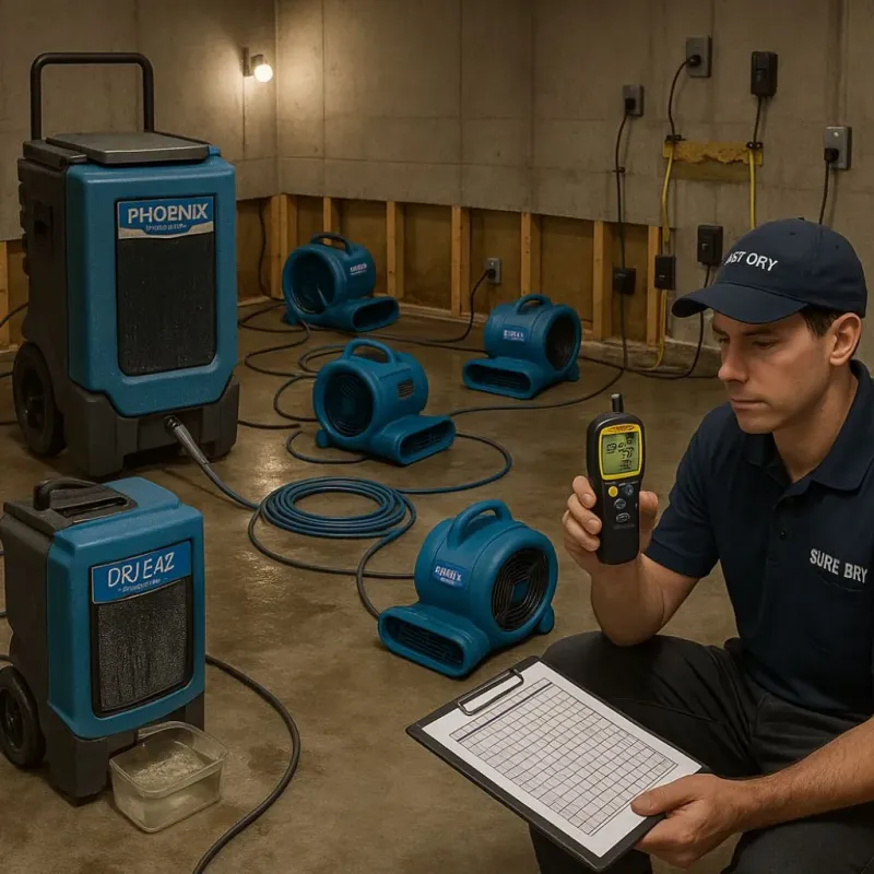 Structural Drying and Dehumidification process in Powderly, TX
